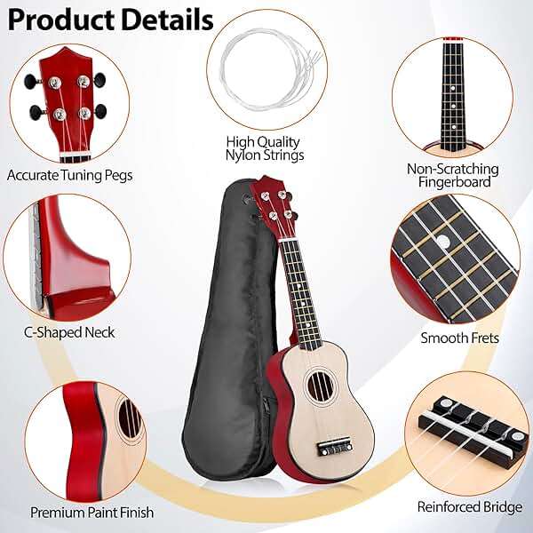 Saicool Soprano Ukulele for Beginner, 21 Inch Ukelele for Kids, Ukulele Kit with Case Gig Bag and Digital Tuner for Beginners, Natural - Image 3
