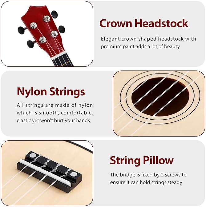 Saicool Soprano Ukulele for Beginner, 21 Inch Ukelele for Kids, Ukulele Kit with Case Gig Bag and Digital Tuner for Beginners, Natural - Image 8