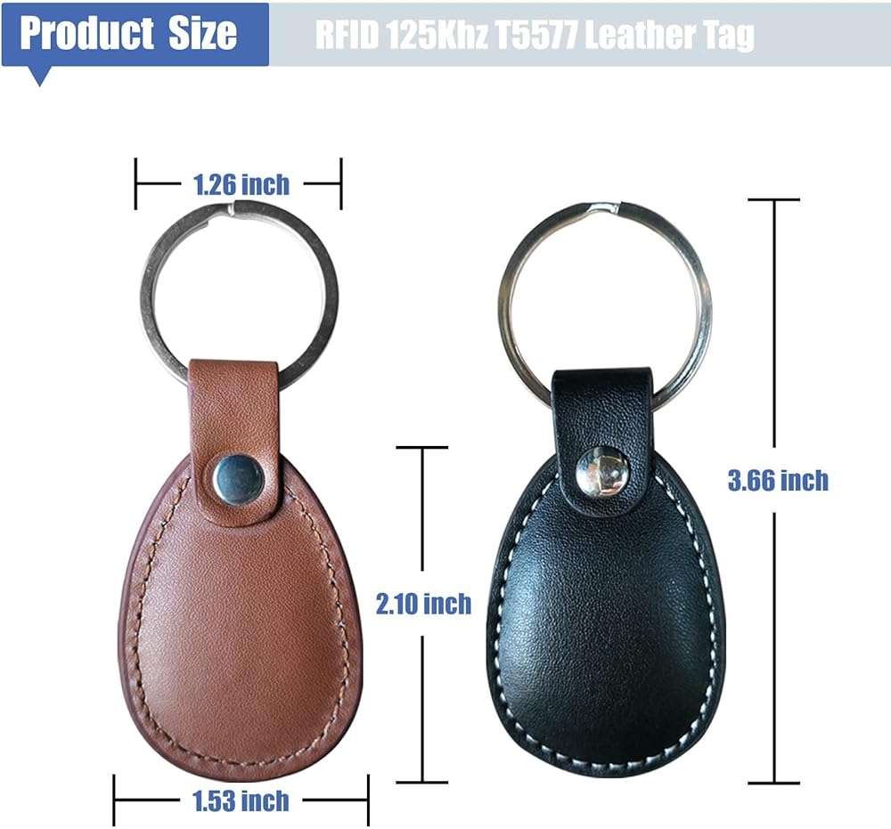 HECERE Handheld 125khz Copier RFID Smart ID Card Duplicator Used for T5577 or EM4305+5pcs ID rewrite Cards +ID Leather Circle Keychain 2pcs - Image 4