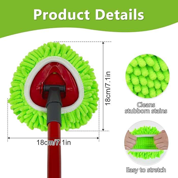 6 Pack Mop Replace Heads Mop Heads Replacements for O-Cedar RinseClean 2-Tank Spin Mop System,Chenille&Microfiber Mop Head Refills for Multi-Surface Floor Dry/Wet Use,Reusable and Washable,Green - Image 3