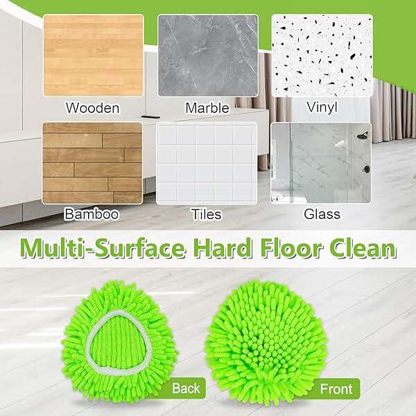 6 Pack Mop Replace Heads Mop Heads Replacements for O-Cedar RinseClean 2-Tank Spin Mop System,Chenille&Microfiber Mop Head Refills for Multi-Surface Floor Dry/Wet Use,Reusable and Washable,Green - Image 4