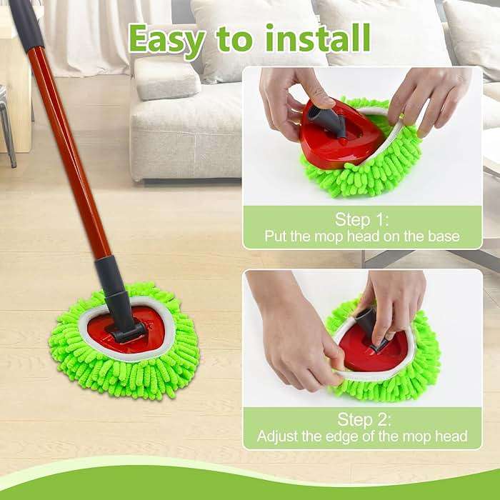6 Pack Mop Replace Heads Mop Heads Replacements for O-Cedar RinseClean 2-Tank Spin Mop System,Chenille&Microfiber Mop Head Refills for Multi-Surface Floor Dry/Wet Use,Reusable and Washable,Green - Image 6