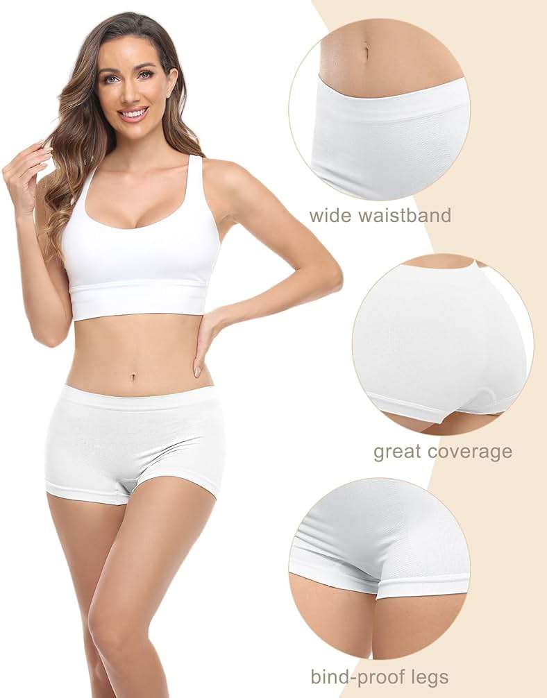 Begrily Boy Shorts Underwear for Women, Ladies Nylon Stretch Comfort Flex Fit Seamless Boyshort Panties Boxer Briefs 5 Pack - Image 4
