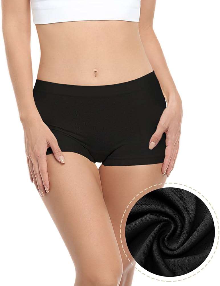 Begrily Boy Shorts Underwear for Women, Ladies Nylon Stretch Comfort Flex Fit Seamless Boyshort Panties Boxer Briefs 5 Pack - Image 2