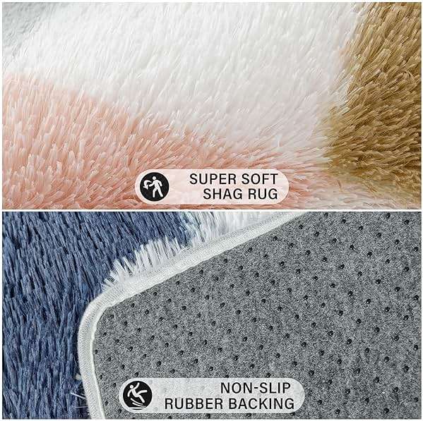 PureCozy Checkered Rug 8x10 for Living Room, Modern Rainbow Shag Rug Washable Non-Slip Large Area Rug Super Soft Indoor Fuzzy Carpet Fluffy Rugs for Bedroom Home Aesthetic Decor - Image 7