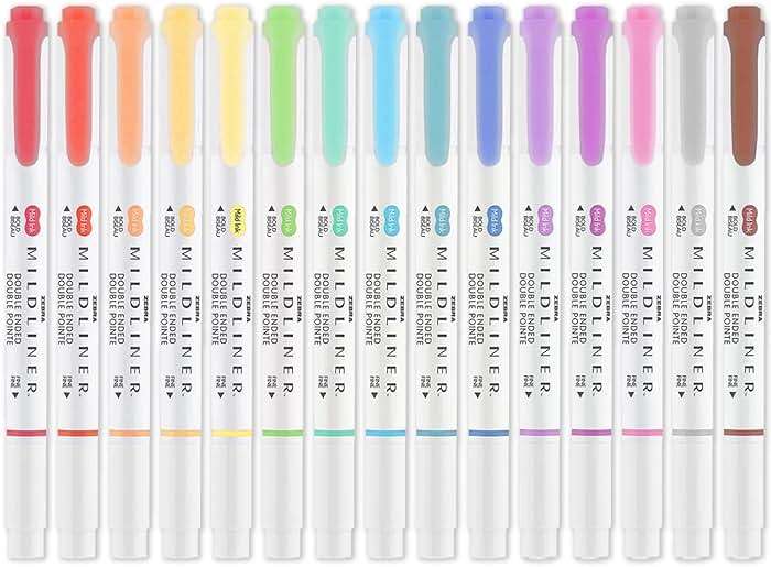 Zebra Pen Mildliner Dual Tip Highlighter Pens - Broad & Fine Tip Double Ended Markers - Pack of Colours in Envelope Gift Packaging - Acid-Free & Non Toxic Ink (15 Pack) - Image 4