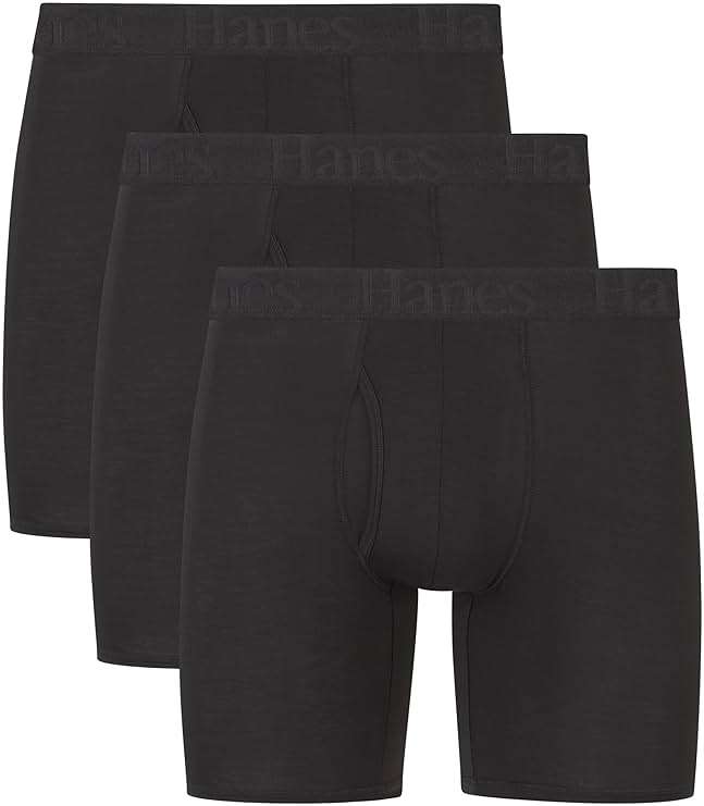 Hanes Men's Underwear, SuperSoft Viscose from Bamboo, 3-Pack, Sexy Men's Underwear, Short or Regular- Leg Boxer Briefs - Image 1