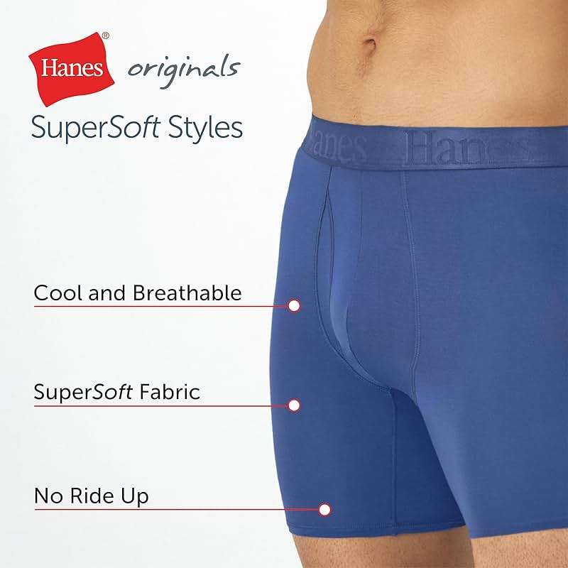 Hanes Men's Underwear, SuperSoft Viscose from Bamboo, 3-Pack, Sexy Men's Underwear, Short or Regular- Leg Boxer Briefs - Image 6
