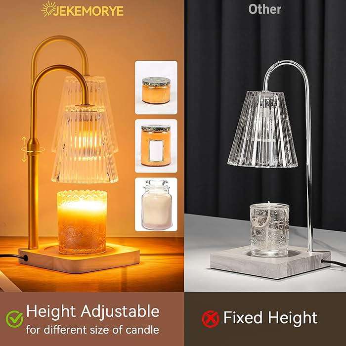 Candle Warmer Lamp Timer Adjustable - Height Wax Melt Electric Light Warming Dimmable Top Melter Heater for Melting Heating Small Jar Candles Gifts Women Mom Birthday Home Desk Decor with 2 Bulbs - Image 5