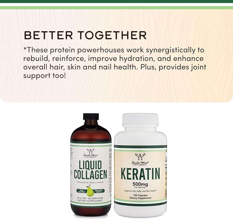 Double Wood Supplements Premium Liquid Collagen - 2500mg of Hydrolyzed Bovine Collagen (Type 1, 3 and Grassfed) - 32 Servings - for Women and Men - 30 mcg of Biotin - Sugar Free Pear Flavor - Image 5