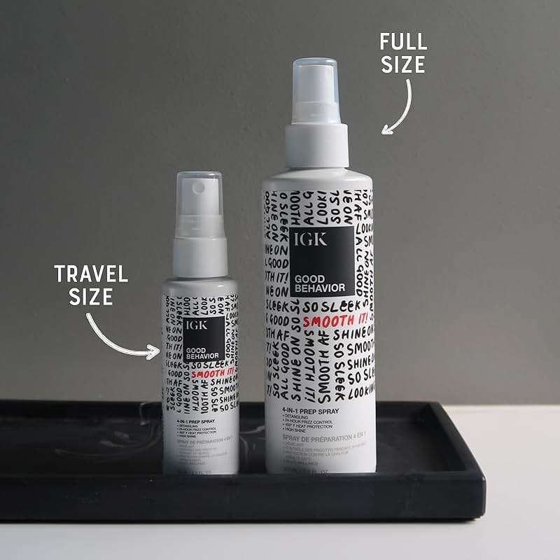 IGK GOOD BEHAVIOR 4-in-1 Prep Spray Travel Size | Gently Detangles, Controls Frizz for 24 Hours, Heat Protection & Shine | Weightless Formula for Smooth Hair | 2.0 Fl Oz (Pack of 2) - Image 2