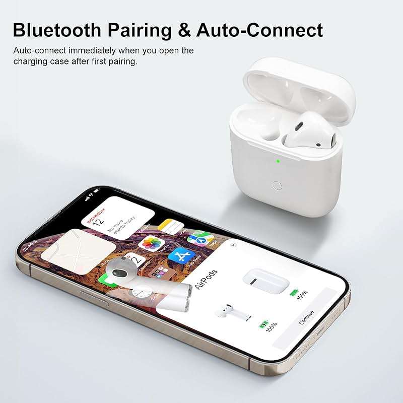 Wireless Charging Case Compatible with AirPod 2 1, Air Pod Charger Case Replacement with Bluetooth Pairing Sync Button, No Earbuds,White - Image 2