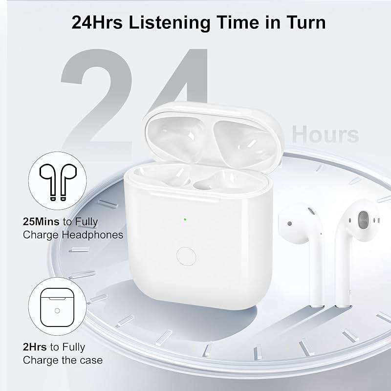 Wireless Charging Case Compatible with AirPod 2 1, Air Pod Charger Case Replacement with Bluetooth Pairing Sync Button, No Earbuds,White - Image 3