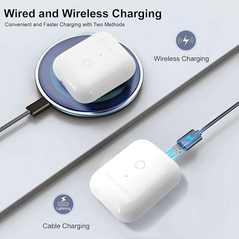 Wireless Charging Case Compatible with AirPod 2 1, Air Pod Charger Case Replacement with Bluetooth Pairing Sync Button, No Earbuds,White - Image 4