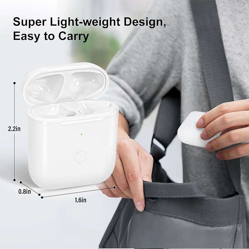 Wireless Charging Case Compatible with AirPod 2 1, Air Pod Charger Case Replacement with Bluetooth Pairing Sync Button, No Earbuds,White - Image 7