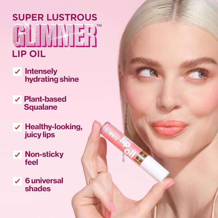 REVLON Super Lustrous Glimmer Lip Oil, Moisturizing & Tinted, Shiny Finish, Made with Plant-Based Squalane, 002 Miss Coral, 0.13 fl oz - Image 3