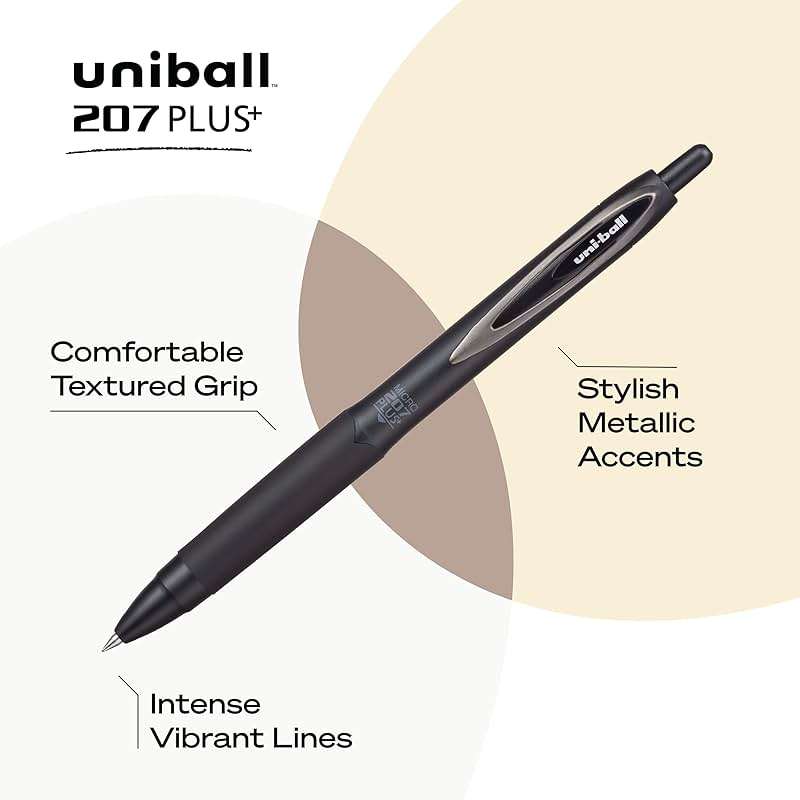 Uni-Ball 207+ Black Retractable Gel Pens 2 Pack with Micro 0.5mm Points, Fraud Proof Office, Nursing, Business, School, Bible Pens - Image 4