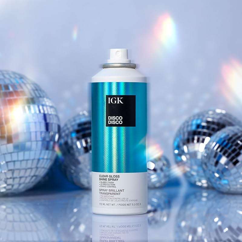 IGK Disco Disco Clear Gloss Shine Spray – High-Shine Finishing Spray with UV Protection – Vegan & Cruelty-Free - Image 7