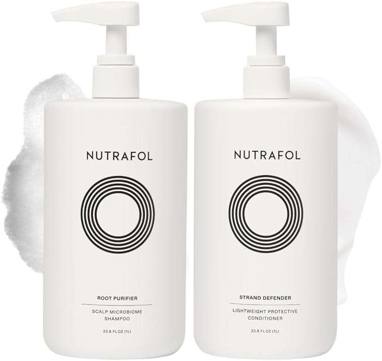 Nutrafol Shampoo and Conditioner, Cleanse and Hydrate Hair and Scalp, Improves Hair Volume, Strength and Texture, Physician-formulated for thinning hair. Color Safe, Sultate Free - 1 Liter Bottle - Image 1