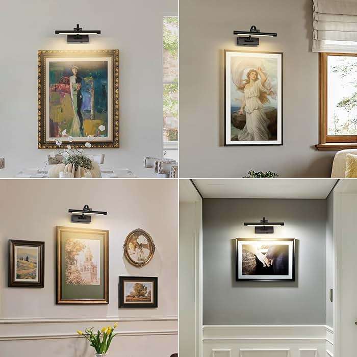 DESOOP Battery Operated Picture Lights for Wall Black Art Light Wireless Gallery Lights with Timer and Remote 12 Inch 2W Warm White - Image 6