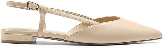 DREAM PAIRS Slingback Flats for Women, Pointed-Toe Elegant Women's Ballet Flats with Buckle Strap, Classic Low Heel Dress Shoes for Casual Work Office Party - Image 2
