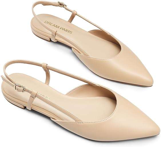 DREAM PAIRS Slingback Flats for Women, Pointed-Toe Elegant Women's Ballet Flats with Buckle Strap, Classic Low Heel Dress Shoes for Casual Work Office Party - Image 4
