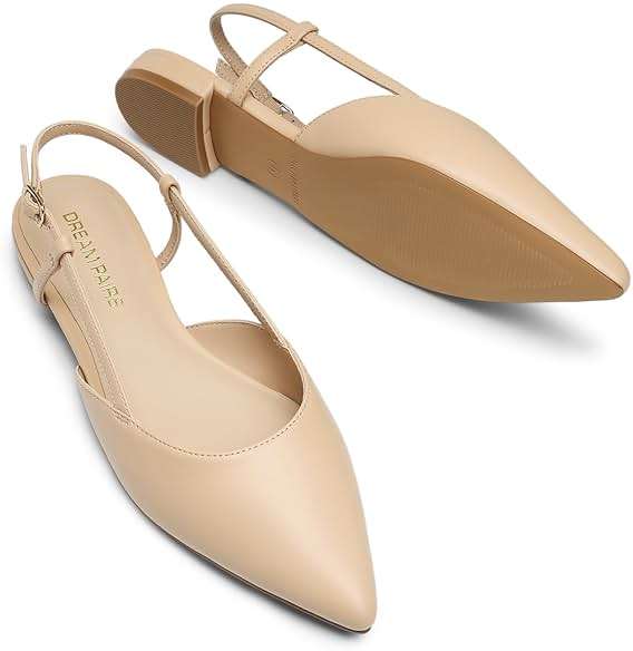 DREAM PAIRS Slingback Flats for Women, Pointed-Toe Elegant Women's Ballet Flats with Buckle Strap, Classic Low Heel Dress Shoes for Casual Work Office Party - Image 5