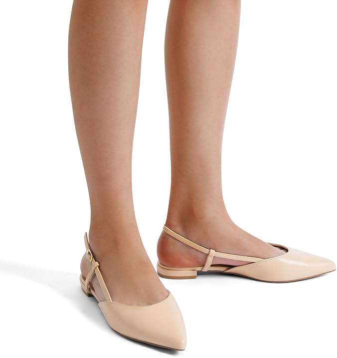 DREAM PAIRS Slingback Flats for Women, Pointed-Toe Elegant Women's Ballet Flats with Buckle Strap, Classic Low Heel Dress Shoes for Casual Work Office Party - Image 8