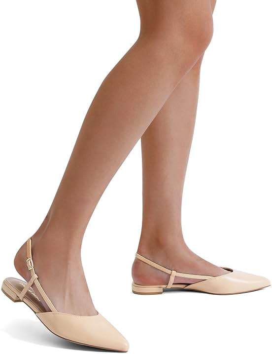 DREAM PAIRS Slingback Flats for Women, Pointed-Toe Elegant Women's Ballet Flats with Buckle Strap, Classic Low Heel Dress Shoes for Casual Work Office Party - Image 9