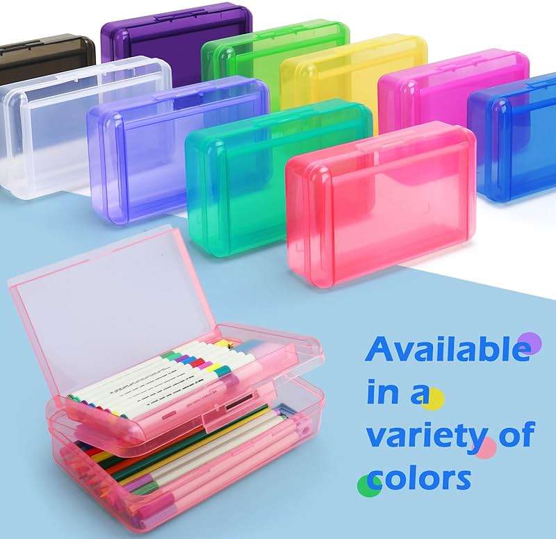 YILANCOL 1 Pack Double Layer Hard Pencil Cases, Plastic Translucent Pencil Box with Snap-Tight Lid for Pens, Pencils, School, Stylish Office Supplies Storage Organizer Box,Medium-sized (Blue) - Image 6