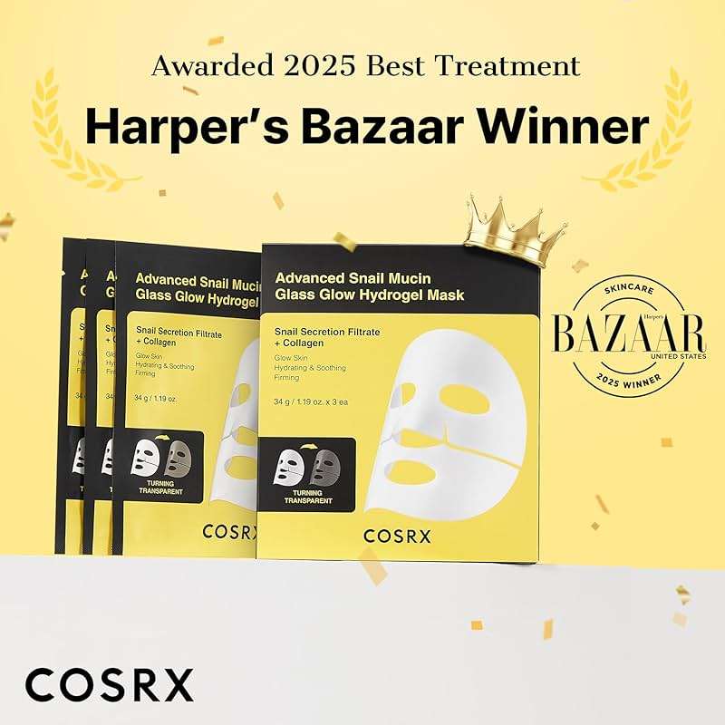 COSRX Advanced Snail Mucin Glass Glow Hydrogel Face Masks Skincare 3 EA, Collagen Face Mask, Travel Essentials, Overnight Face Mask, Korean Skin Care - Image 2