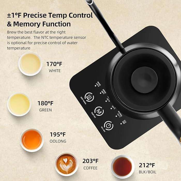 Panana Electrick Kettle, Gooseneck Electric Kettle Temperature Control with LCD Display, Pour Over Coffee Tea Kettle, Fast Heating, Overheat Protection, Memory Function,0.8L - Image 3