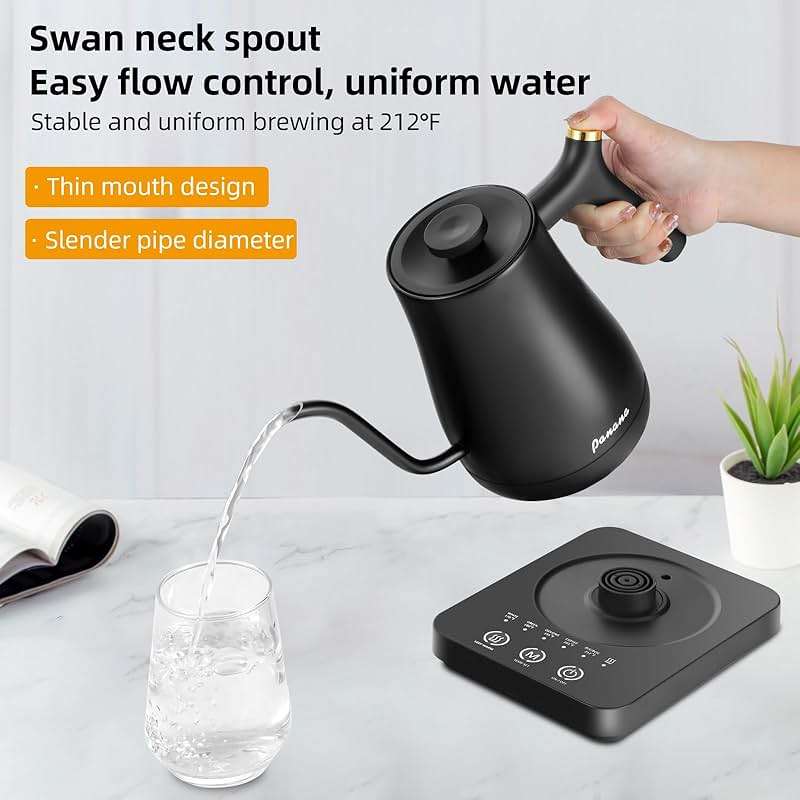 Panana Electrick Kettle, Gooseneck Electric Kettle Temperature Control with LCD Display, Pour Over Coffee Tea Kettle, Fast Heating, Overheat Protection, Memory Function,0.8L - Image 4