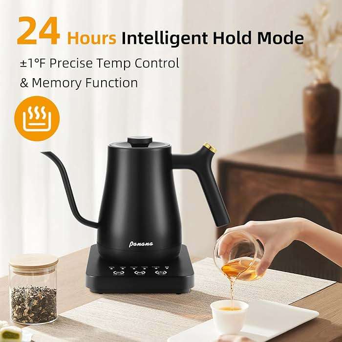 Panana Electrick Kettle, Gooseneck Electric Kettle Temperature Control with LCD Display, Pour Over Coffee Tea Kettle, Fast Heating, Overheat Protection, Memory Function,0.8L - Image 6