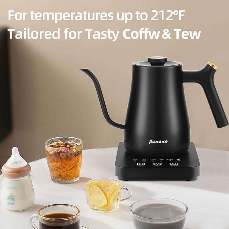 Panana Electrick Kettle, Gooseneck Electric Kettle Temperature Control with LCD Display, Pour Over Coffee Tea Kettle, Fast Heating, Overheat Protection, Memory Function,0.8L - Image 7
