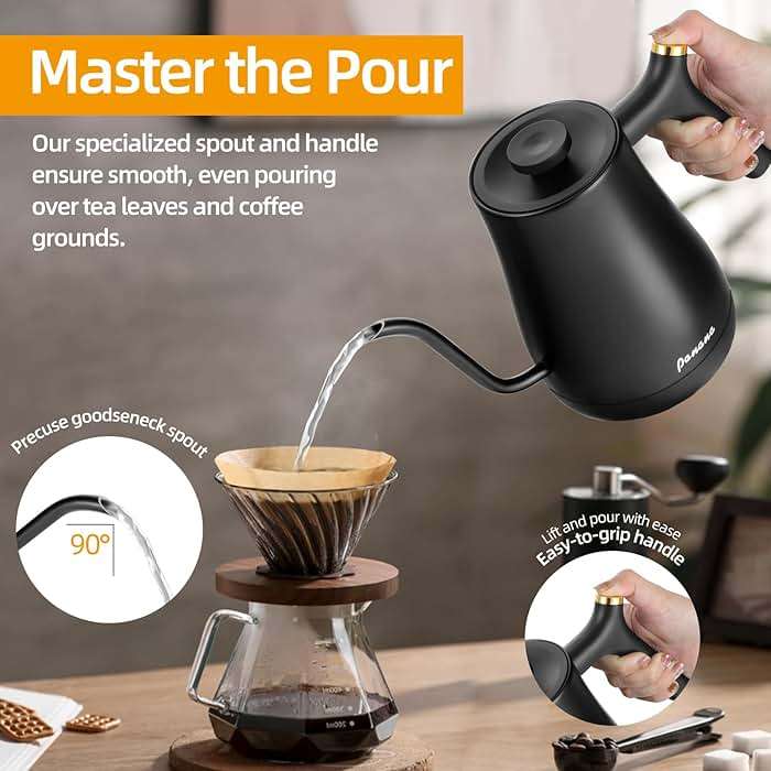 Panana Electrick Kettle, Gooseneck Electric Kettle Temperature Control with LCD Display, Pour Over Coffee Tea Kettle, Fast Heating, Overheat Protection, Memory Function,0.8L - Image 9