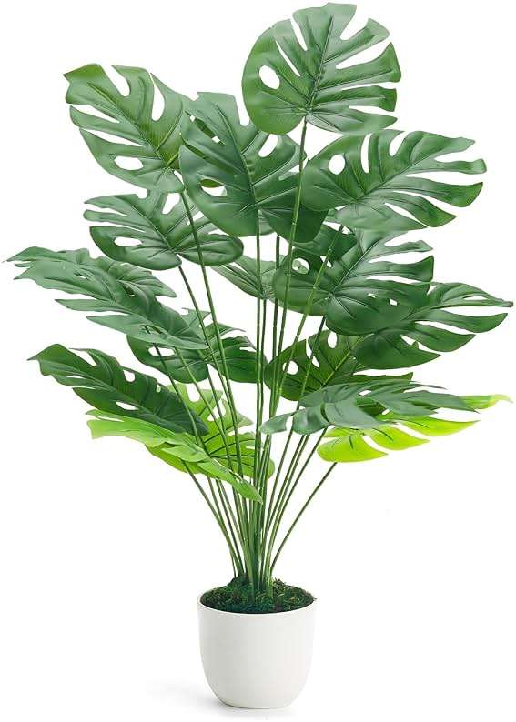 Der Rose 28" Fake Plants Large Artificial Monstera Faux Potted Plants Indoor Tall Tree for Living Room Decor - Image 1