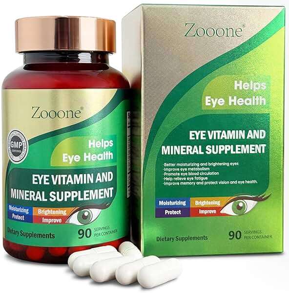 zooone Lutein and Zeaxanthin Eye Vitamins, Eye Vitamin and Mineral Supplement with Vitamin C E Zinc Copper, Vision Support for Macular Degeneration, Eye Health Pills for Adults & Seniors, 90 Capsules - Image 1
