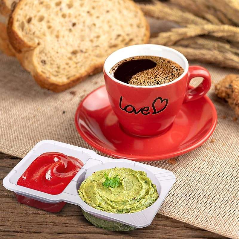 Qewro 15 Sets Snack Containers, Reusable Double Compartment Condiment With Lids 2 Portion Snack Containers Sauces Dip, Disposable Box to Grab and Go with Prep For Adults, On The Go For Kids - Image 2