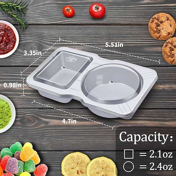 Qewro 15 Sets Snack Containers, Reusable Double Compartment Condiment With Lids 2 Portion Snack Containers Sauces Dip, Disposable Box to Grab and Go with Prep For Adults, On The Go For Kids - Image 3