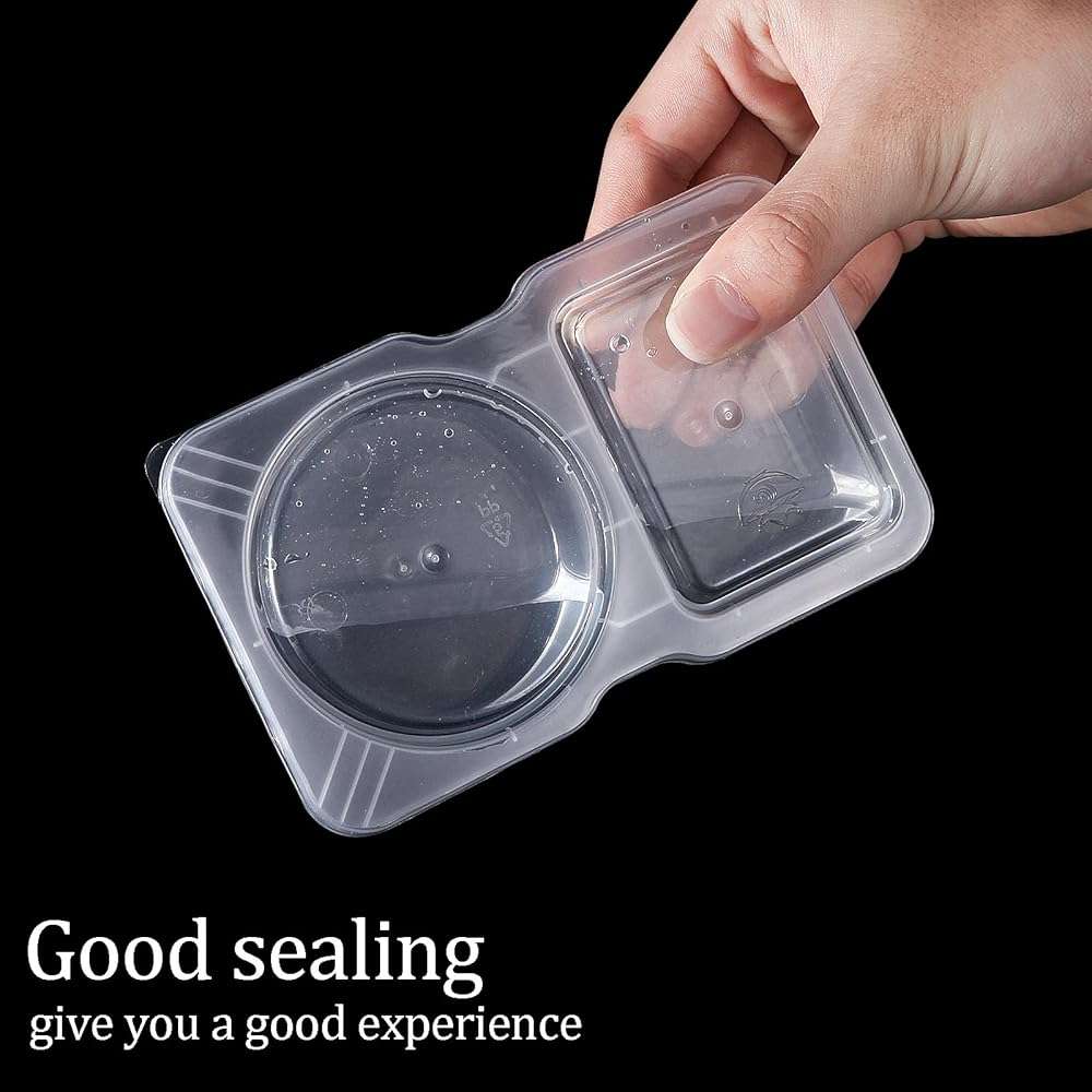 Qewro 15 Sets Snack Containers, Reusable Double Compartment Condiment With Lids 2 Portion Snack Containers Sauces Dip, Disposable Box to Grab and Go with Prep For Adults, On The Go For Kids - Image 4
