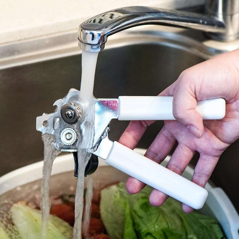 Can Opener Manual, Can Openers Hand Held with Comfort Anti-Slip Handles, Heavy Duty Stainless Steel Can Opener Smooth Edge and Bottle Openers, Easy Turn Can Openers for Seniors, Kitchen, White - Image 6