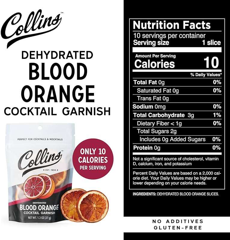 Collins Dehydrated Blood Orange Cocktail Garnish Slices, 1.3 oz – Perfect for Negronis, Margaritas, Mocktails & Desserts – Premium Drink & Food Garnish – 1.3 oz - Image 2