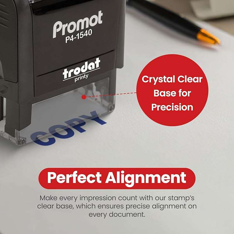 Promot Copy Stamp - Self-Inking Rubber Stamp with Blue Ink, Clear & Crisp Impression, Durable Office Stamp for Documents, Refillable Ink Pad, Ideal for Business, Office & Personal Use - Image 3