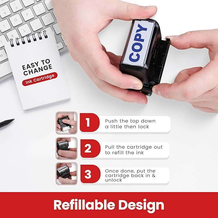 Promot Copy Stamp - Self-Inking Rubber Stamp with Blue Ink, Clear & Crisp Impression, Durable Office Stamp for Documents, Refillable Ink Pad, Ideal for Business, Office & Personal Use - Image 7