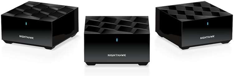 NETGEAR Nighthawk Tri-Band Whole Home Mesh WiFi 6 System (MK73S) – Router + 2 Satellite Extenders - 3Gbps Speed - Coverage up to 4,500 sq. ft., 25 Devices - Includes 1-Year Armor – AX3000 802.11ax - Image 1