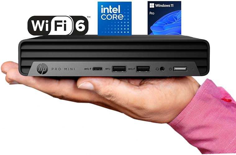 HP Pro 400 G9 Mini PC Desktop Computer, Intel CPU, 16GB DDR5 RAM, 256GB PCIe SSD, Triple 4K Display Support, USB-C, Ultra-Quiet Design, Bluetooth 5.2, WiFi 6, Keyboard and Mouse, Windows 11 Pro - Image 1