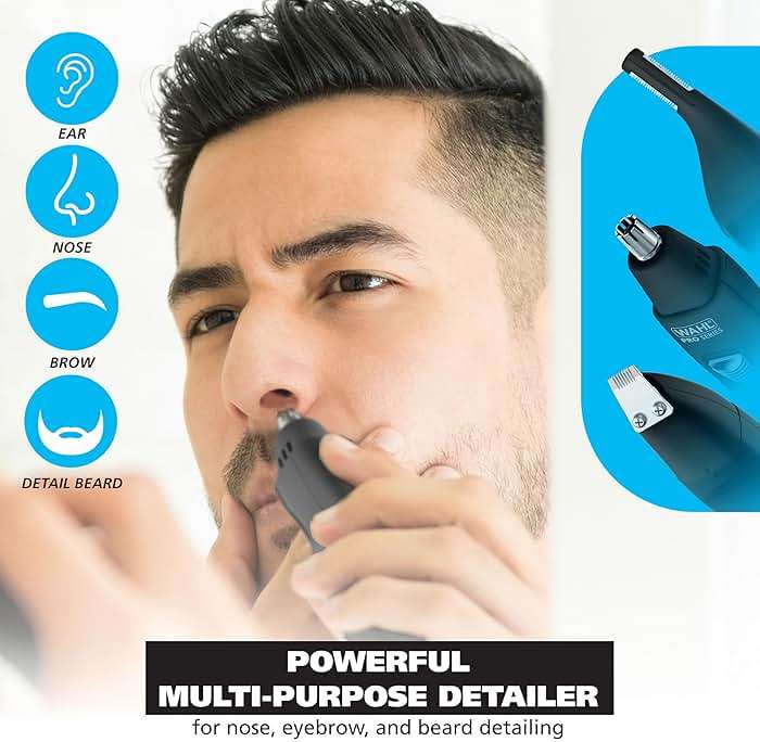 Wahl Pro Series® Rechargeable Eyebrow, Ear & Nose Hair Trimmer for Men – Painless DualTech® Eyebrow Trimmer & Facial Hair Removal Device – Model 3025656 - Image 2