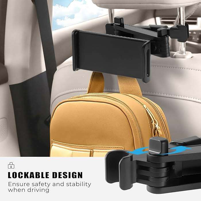 KLMQZF Car Headrest Tablet Holder, Stable Back Seat iPad Mount for Kids, Adjustable Long Arm Vehicle Head Rest Mount Compatible with 4.7-11" iPad Pro/Air/Mini, Samsung Galaxy Tablets, Fire HD - Image 2