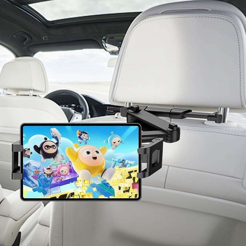 KLMQZF Car Headrest Tablet Holder, Stable Back Seat iPad Mount for Kids, Adjustable Long Arm Vehicle Head Rest Mount Compatible with 4.7-11" iPad Pro/Air/Mini, Samsung Galaxy Tablets, Fire HD - Image 3